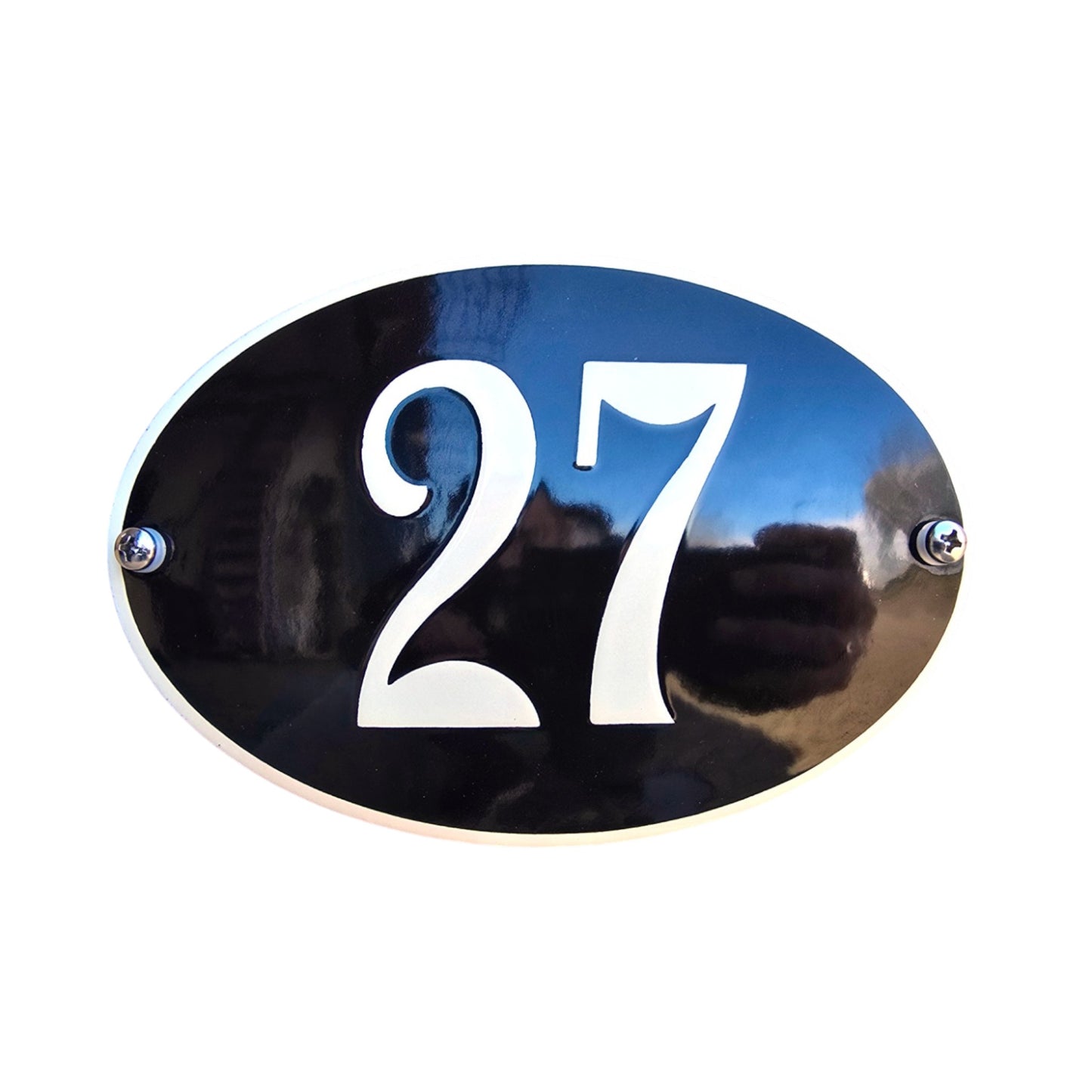 House number oval model with colored border #2