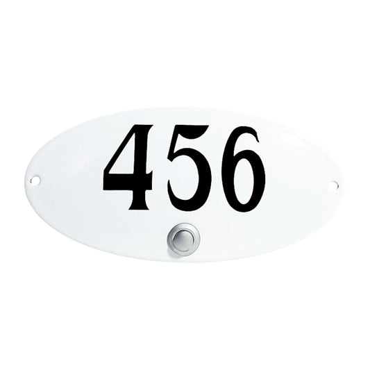 Oval geformte Türklingel mit Hausnummer konvex