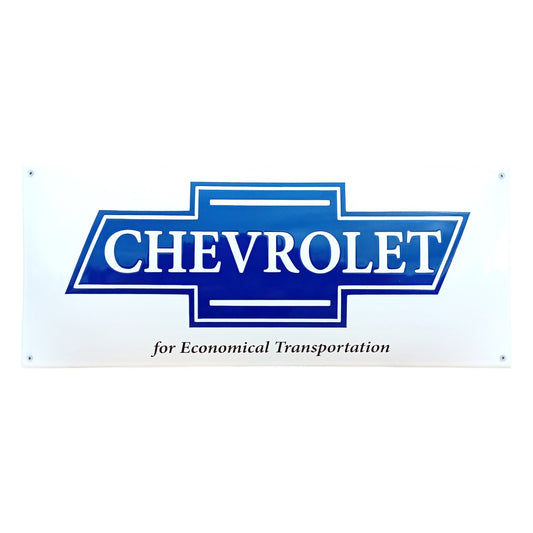 Chevrolet rechteckig weiss Emaille Schild Vintage – Retro Garage Werkstatt Deko