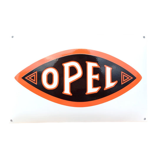 Opel orange Emaille Schild Vintage – Retro Garage Werkstatt Deko