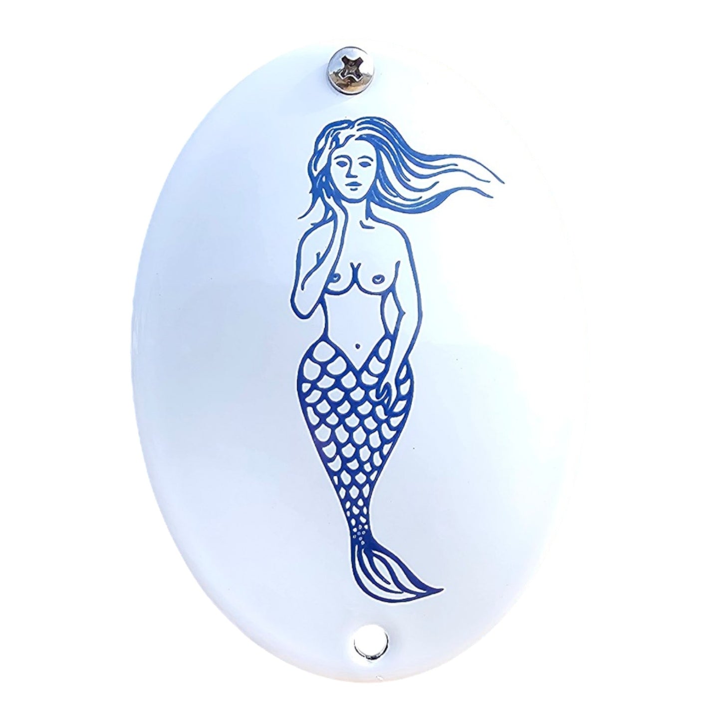 Emaille WC Schild – Meerjungfrau oval