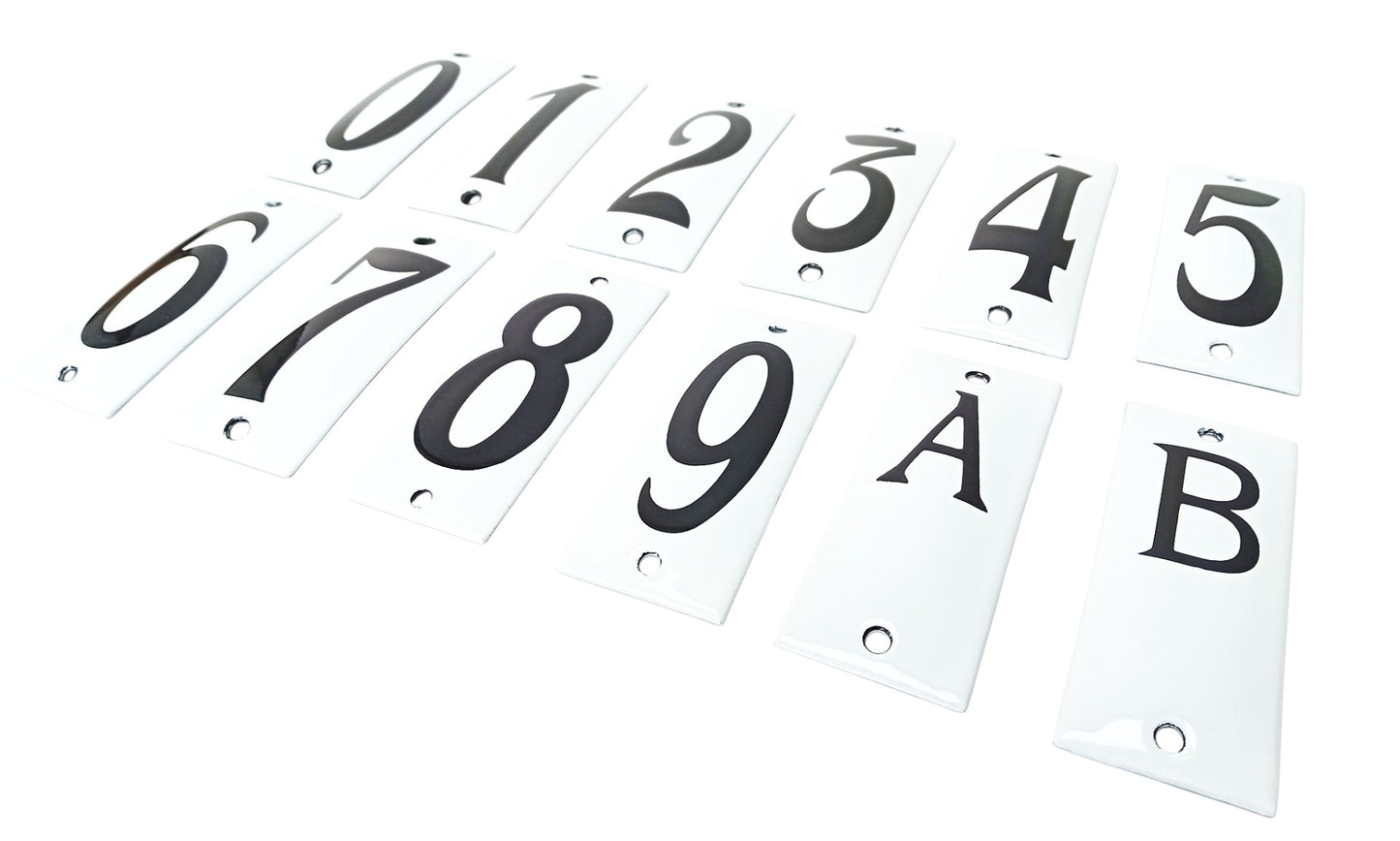 Emaillierte Hausnummer 10 cm – klassisch (Weiss oder Blau)