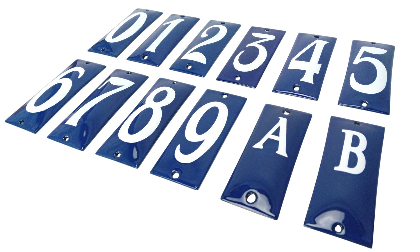 Emaillierte Hausnummer 10 cm – klassisch (Weiss oder Blau)