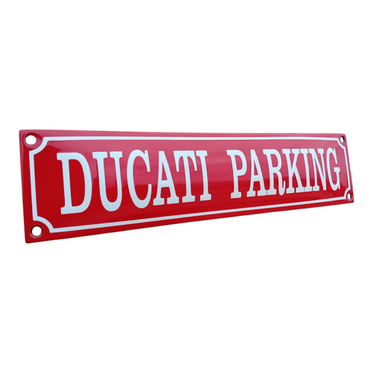 Ducati Parking RED Emaille Schild Vintage – Retro Garage Werkstatt Deko