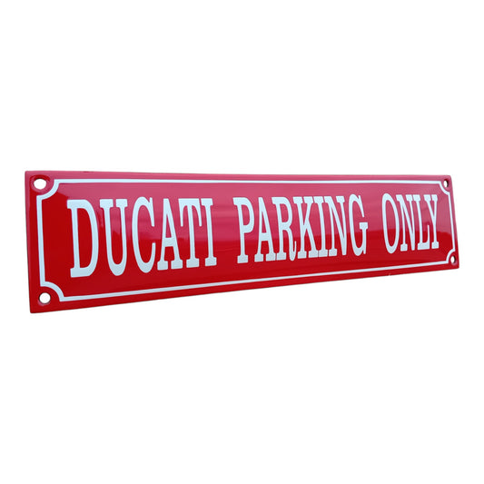 Ducati Parking Only RED Emaille Schild Vintage – Retro Garage Werkstatt Deko