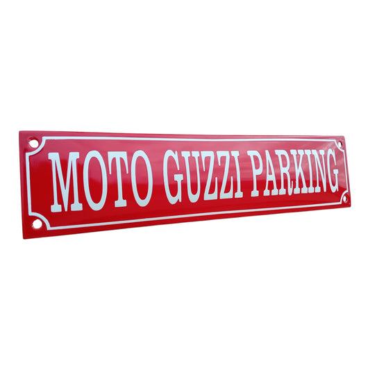 Moto Guzzi Parking RED Emaille Schild Vintage – Retro Garage Werkstatt Deko