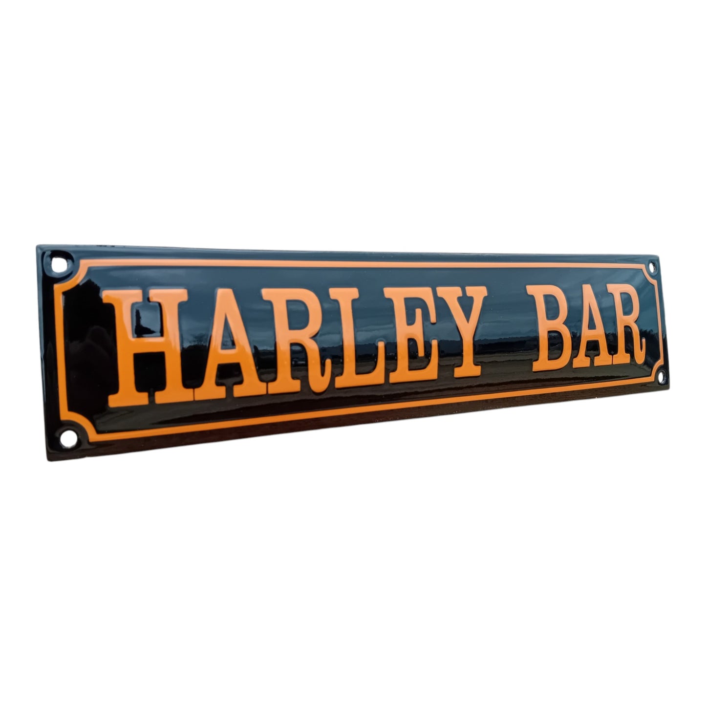 Harley Bar Orange Emaille Schild Vintage – Retro Garage Werkstatt Deko