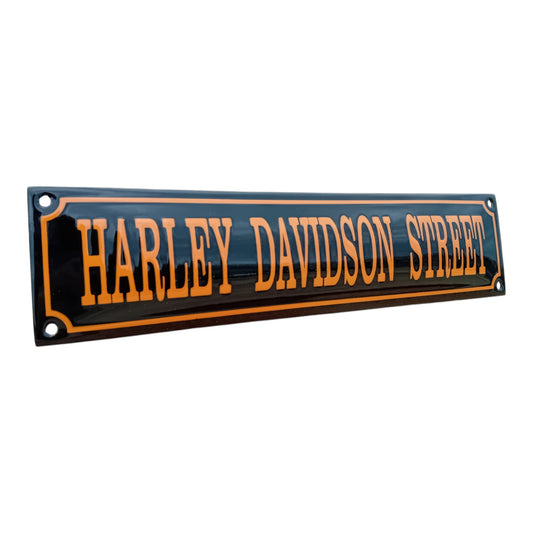 Harley Davidson street Orange Emaille Schild Vintage – Retro Garage Werkstatt Deko