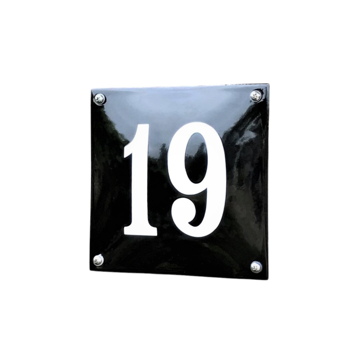 Emaille Hausnummer gebogen ohne Rahmen