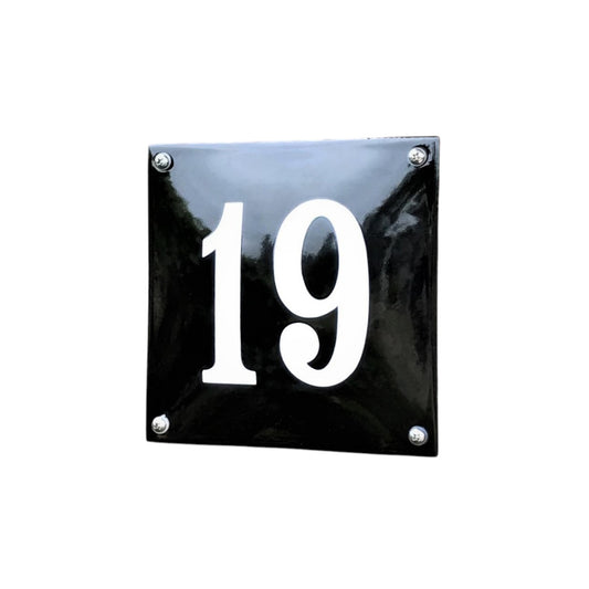 Emaille Hausnummer gebogen ohne Rahmen