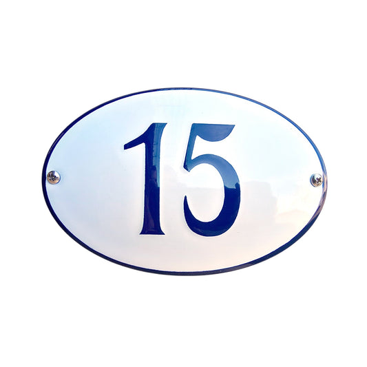 House number oval model with colored border #1
