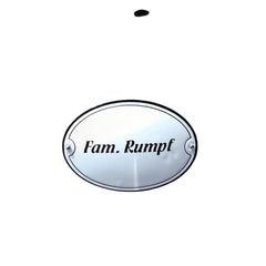 Namensschild gebogen mit Rahmen oval